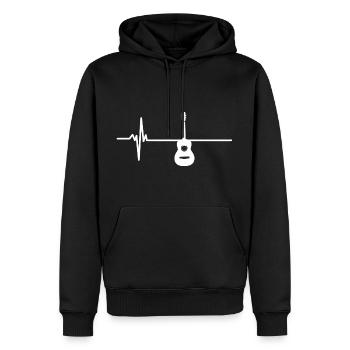 Akustikgitarre Herzschlag Vintage Musiker T-Shirt - Männer Premium Bio Hoodie - Schwarz - Vorne - Nico (187cm)