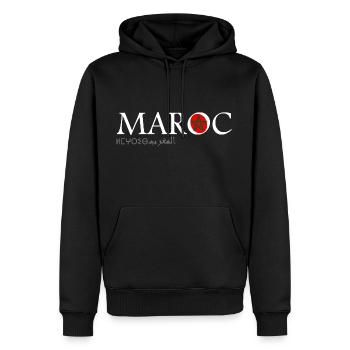 Maroc Maillot ma Marocain en Amazigh et en Arabe - Sweat à capuche Premium bio Homme - noir - Devant - Nico (187cm)