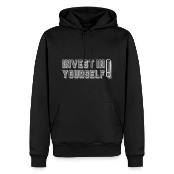 Investissez en vous-même citations motivantes - Sweat à capuche Premium bio Homme - noir - Devant - Nico (187cm)