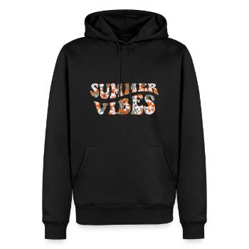 Ambiance estivale Vacances d’humeur d’été - Sweat à capuche Premium bio Homme - noir - Devant - Nico (187cm)