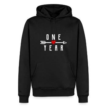 1 an de relation pour le premier anniversaire de mariage - Sweat à capuche Premium bio Homme - noir - Devant - Nico (187cm)