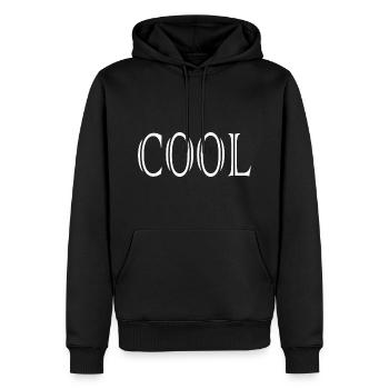 Slogan de dictons de mots à la mode COOL - Sweat à capuche Premium bio Homme - noir - Devant - Nico (187cm)
