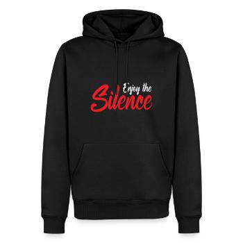 Enjoy the Silence Genieße die Stille - Männer Premium Bio Hoodie - Schwarz - Vorne - Nico (187cm)