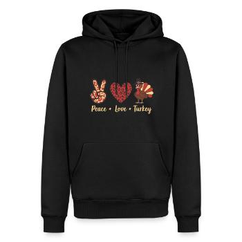 Thanksgiving Paix Amour Turquie - Sweat à capuche Premium bio Homme - noir - Devant - Nico (187cm)