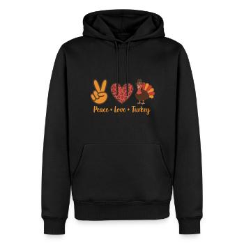 Thanksgiving Paix Amour Turquie - Sweat à capuche Premium bio Homme - noir - Devant - Nico (187cm)