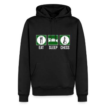 Eat Sleep Chess Schach Spruch Zitat - Männer Premium Bio Hoodie - Schwarz - Vorne - Nico (187cm)