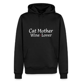 Cat Mother – Wein, Liebe & Katzenhumor - Männer Premium Bio Hoodie - Schwarz - Vorne - Nico (187cm)