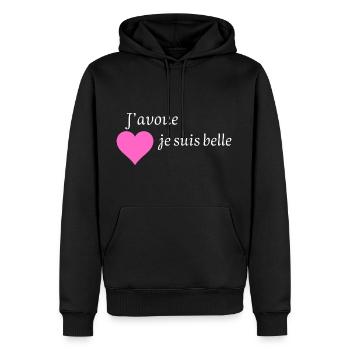 ICH GEBE ZU, DASS ICH SCHÖN BIN - Männer Premium Bio Hoodie - Schwarz - Vorne - Nico (187cm)