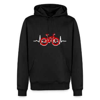 Fahrrad MTB Radfahrer Geschenk Herzschlag - Männer Premium Bio Hoodie - Schwarz - Vorne - Nico (187cm)