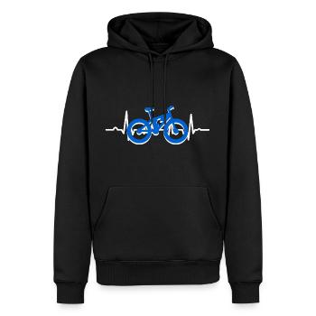 Fahrrad MTB Radfahrer Geschenk Herzschlag - Männer Premium Bio Hoodie - Schwarz - Vorne - Nico (187cm)