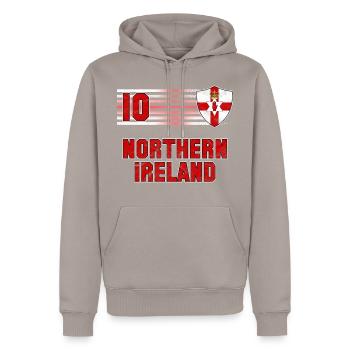 Nordirland Fußball Mannschaft - Männer Premium Bio Hoodie - Taupe - Vorne - Nico (187cm)