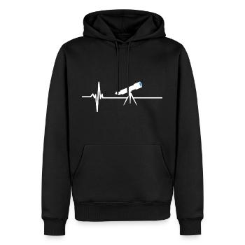 Telescope Heartbeat - Space Planets Stars Sky View - Sweat à capuche Premium bio Homme - noir - Devant - Nico (187cm)