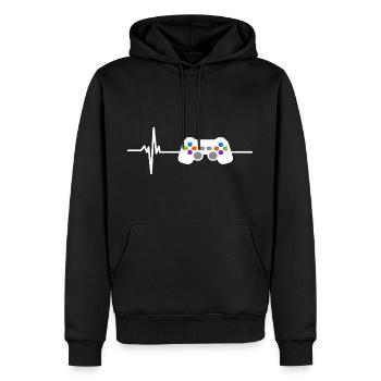 Gamer Heartbeat Gamecontroller für Nerdy Gamer - Männer Premium Bio Hoodie - Schwarz - Vorne - Nico (187cm)