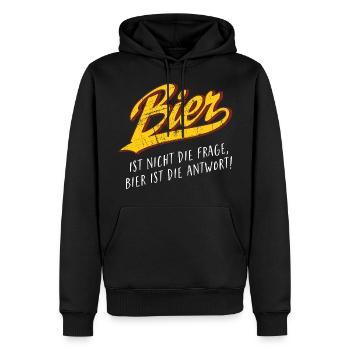 Bier ist nicht die Frage - Bier ist die Antwort - Männer Premium Bio Hoodie - Schwarz - Vorne - Nico (187cm)