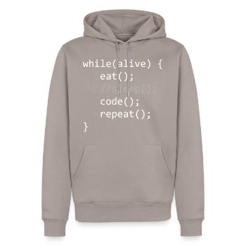 Code de son vivant - Sweat à capuche Premium bio Homme - taupe - Devant - Nico (187cm)