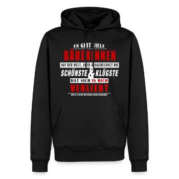 In Mich Verliebt - Bäuerin Bauer - Männer Premium Bio Hoodie - Schwarz - Vorne - Nico (187cm)