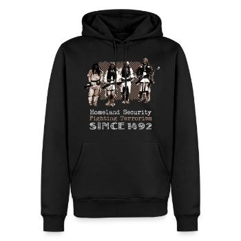 Native Americans Warriors Homeland Security 1492 - Männer Premium Bio Hoodie - Schwarz - Vorne - Nico (187cm)