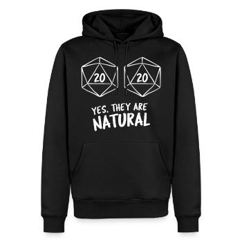 Rollenspiele Pen and Paper RPG Gaming Würfel D20 - Männer Premium Bio Hoodie - Schwarz - Vorne - Nico (187cm)