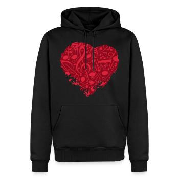 La musique c'est l'amour - Sweat à capuche Premium bio Homme - noir - Devant - Nico (187cm)