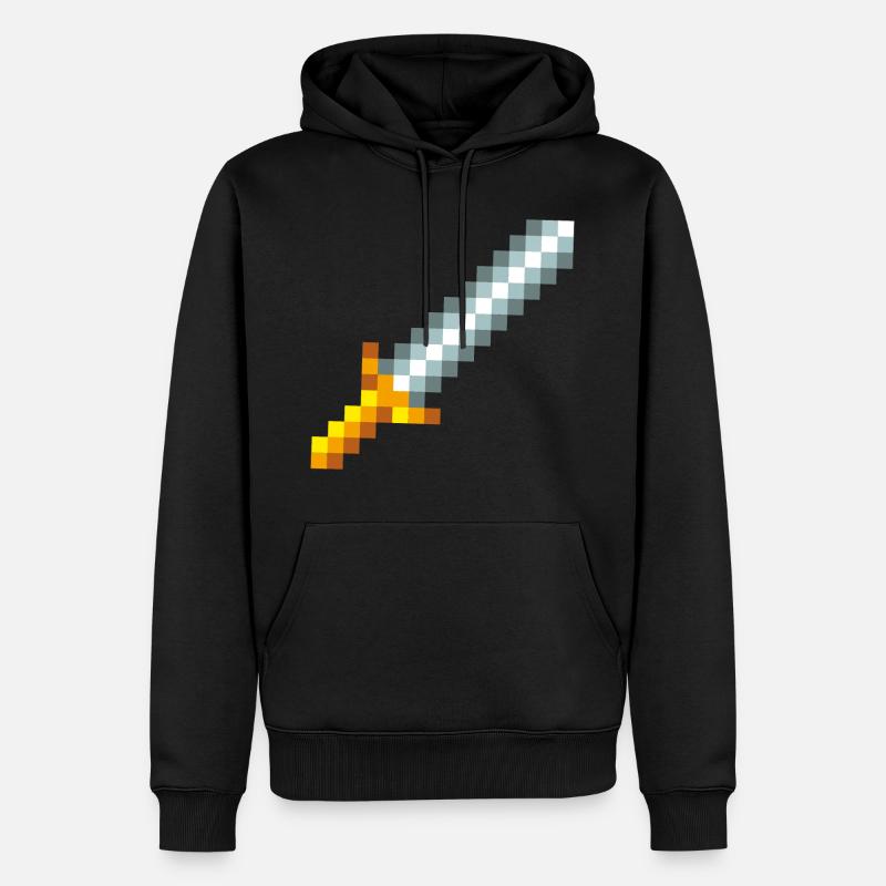 Retro 8-bit Pixel Schwert - Männer Premium Bio Hoodie - Schwarz