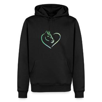 pferde liebe aquarell herz grün - Männer Premium Bio Hoodie - Schwarz - Vorne - Nico (187cm)