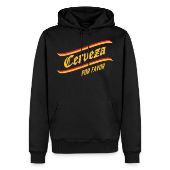 CERVEZA por favor, spanish, beer, please, drinking - Men’s Premium Organic Hoodie - black - Front - Nico (187cm)