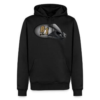 R1 - Sweat à capuche Premium bio Homme - noir - Devant - Nico (187cm)