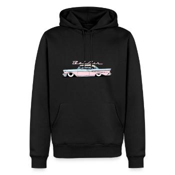 Bel Air voiture chevy old school - Sweat à capuche Premium bio Homme - noir - Devant - Nico (187cm)