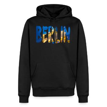 Berlin - Sweat à capuche Premium bio Homme - noir - Devant - Nico (187cm)