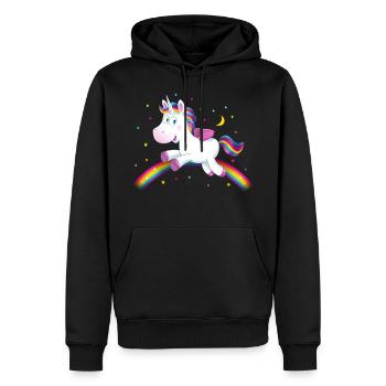 Einhorn kleines Unicorn Regenbogen Geschenk - Männer Premium Bio Hoodie - Schwarz - Vorne - Nico (187cm)
