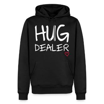 Hug Dealer - Männer Premium Bio Hoodie - Schwarz - Vorne - Nico (187cm)