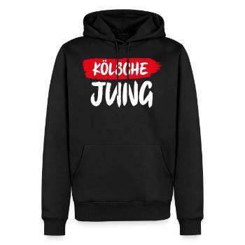 KÖLSCHE JUNG | KÖLNER - Männer Premium Bio Hoodie - Schwarz - Vorne - Nico (187cm)