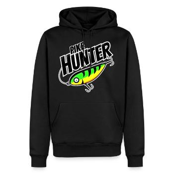 LetzterWurf - Pike Hunter - Hecht - Angeln - Männer Premium Bio Hoodie - Schwarz - Vorne - Nico (187cm)