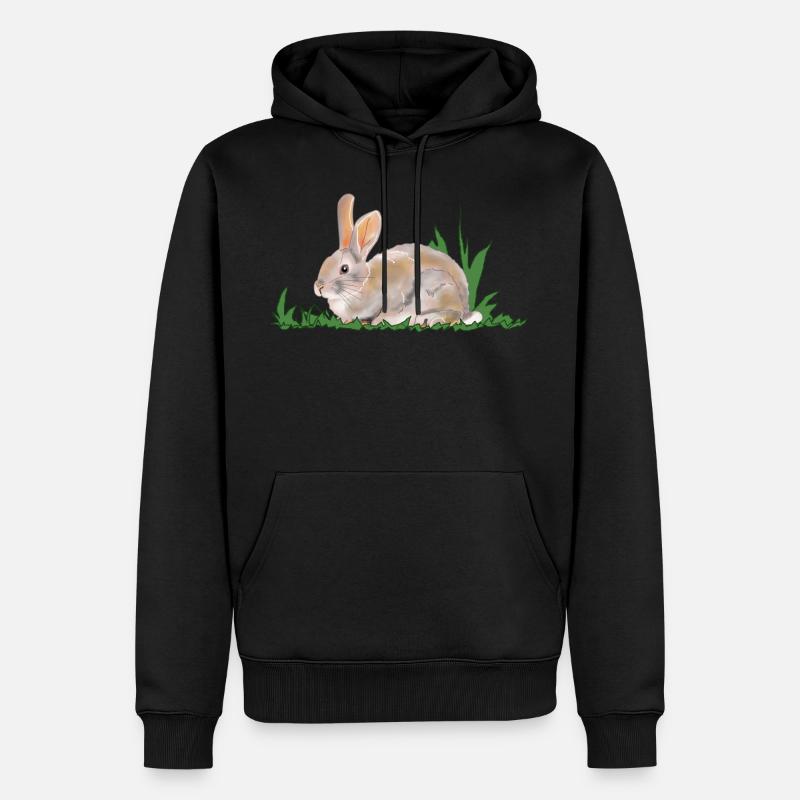 Lapin, lapin, printemps - Sweat à capuche Premium bio Homme - noir