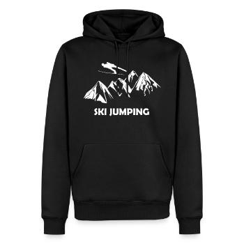 saut à ski - Sweat à capuche Premium bio Homme - noir - Devant - Nico (187cm)