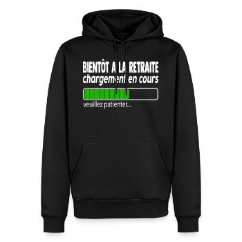 bientôt a la retraite ,retraite,départ,humour - Sweat à capuche Premium bio Homme - noir - Devant - Nico (187cm)