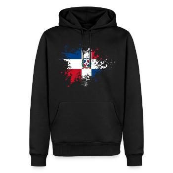 République dominicaine drapeau éclaboussures de peinture blob - Sweat à capuche Premium bio Homme - noir - Devant - Nico (187cm)