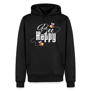 Bee Happy Happy Bees Beekeeper Honey Pun - Men’s Premium Organic Hoodie - black - Front - Nico (187cm)