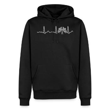 Zielflagge - Herzschlag, Puls, Herzlinie, EKG - Männer Premium Bio Hoodie - Schwarz - Vorne - Nico (187cm)