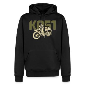 Ostmoped KR51 Retro Tuning Kult DDR Schwalbe Mofa - Männer Premium Bio Hoodie - Schwarz - Vorne - Nico (187cm)
