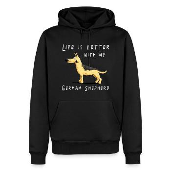 Life Is Better With My German Shepherd I DSH Hund - Männer Premium Bio Hoodie - Schwarz - Vorne - Nico (187cm)