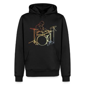 Schlagzeuger Vintage Look - Männer Premium Bio Hoodie - Schwarz - Vorne - Nico (187cm)