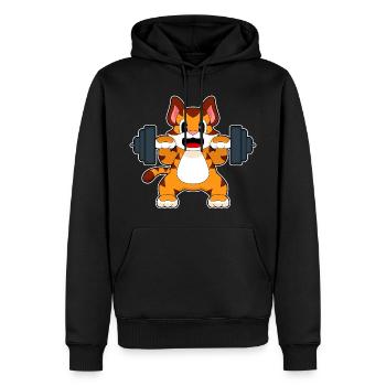 Tiger Bodybuilder Langhantel Bodybuilding - Männer Premium Bio Hoodie - Schwarz - Vorne - Nico (187cm)