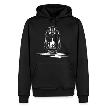 Lampe à huile - Sweat à capuche Premium bio Homme - noir - Devant - Nico (187cm)