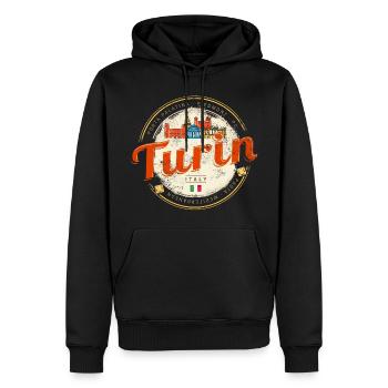Souvenir vintage de la silhouette du Piémont de Turin - Sweat à capuche Premium bio Homme - noir - Devant - Nico (187cm)