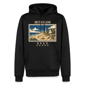 Deutschland Sylt Vintage Reisemarke - Männer Premium Bio Hoodie - Schwarz - Vorne - Nico (187cm)