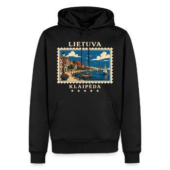 Litauen Klaipėda Vintage Reisemarke - Männer Premium Bio Hoodie - Schwarz - Vorne - Nico (187cm)