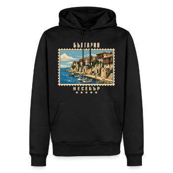 Bulgarien Nessebar Vintage Reisemarke - Männer Premium Bio Hoodie - Schwarz - Vorne - Nico (187cm)
