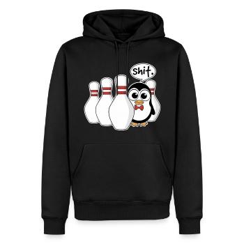 Pinguin im Kegel – Shit Moment Shirt - Männer Premium Bio Hoodie - Schwarz - Vorne - Nico (187cm)
