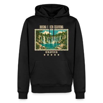 Bosnien und Herzegowina Kravica Vintage Reisemarke - Männer Premium Bio Hoodie - Schwarz - Vorne - Nico (187cm)